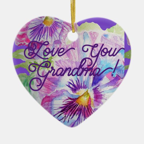 Purple Pansy Floral Love You Grandma Decoration