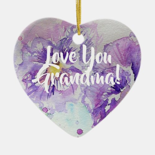 Purple Pansy Floral Love You Grandma Decoration