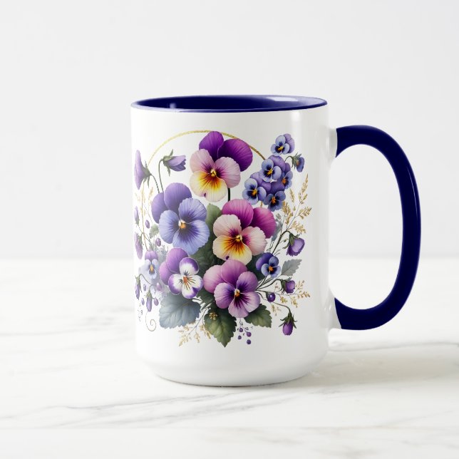 Purple Pansy Floral Mug (Right)
