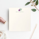 Purple Pansy Floral Personalized Notepad<br><div class="desc">Notepad features a purple pansy flower and green botanical accents in pretty watercolors,  on an ecru background. Coordinating business cards,  notes and more available in our shop!</div>