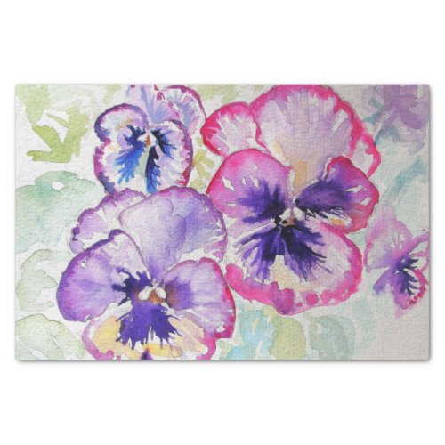 Purple Pansy floral Watercolor Birthday Tissue Paper