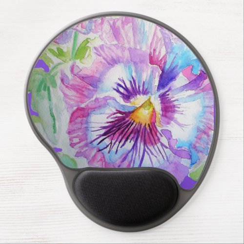 Purple Pansy Floral Watercolor Computer Mouse Gel  Gel Mouse Pad