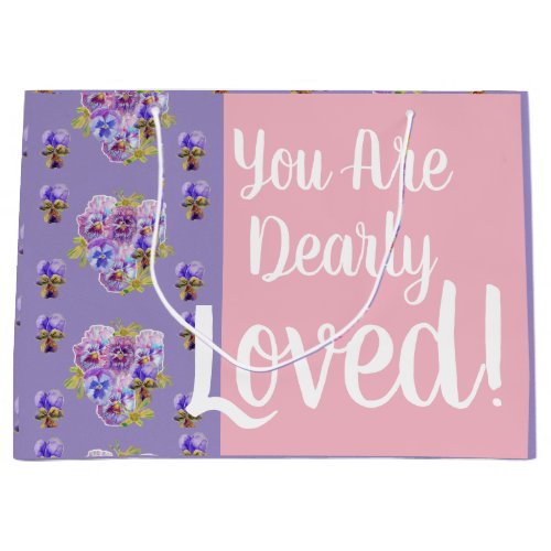 Purple Pansy floral You are Dearly Loved Gift Bag
