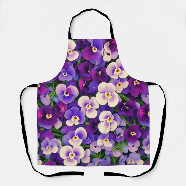 Purple Pansy Flower Apron (Front)