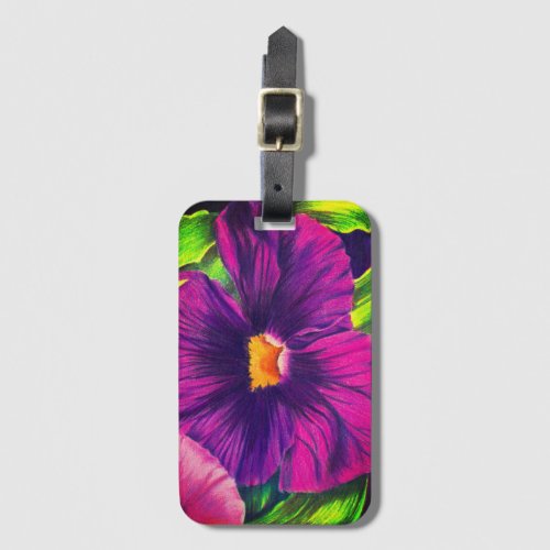 Purple Pansy Flower Closeup Art Print  Luggage Tag