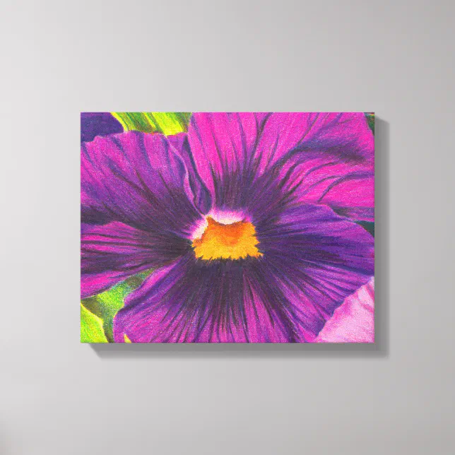 Purple Pansy Flower Closeup Drawing Original Art Canvas Print | Zazzle