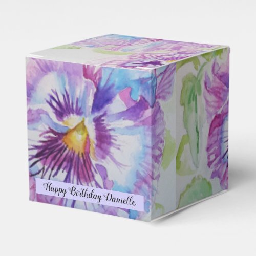 Purple Pansy Flower Floral Party Cake Favour Box