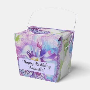 Purple Pansy Flower Floral Party Cake Favour Box