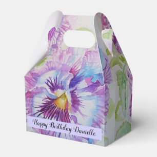 Purple Pansy Flower Floral Party Cake Favour Box