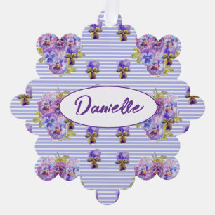 Purple Pansy Flower floral Shabby Watercolor Girls Ornament Card