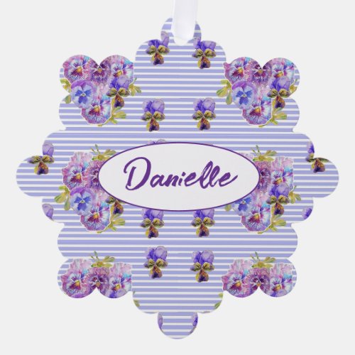 Purple Pansy Flower floral Shabby Watercolor Girls Ornament Card