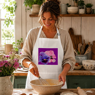 Purple Pansy Flower Garden Apron