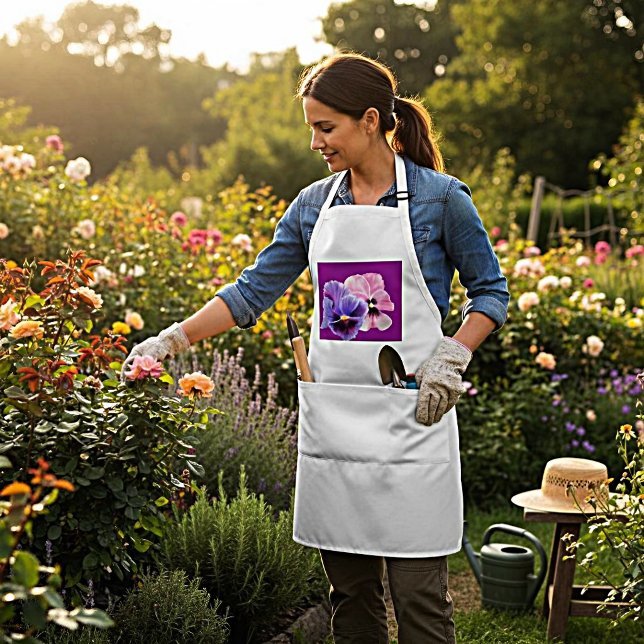 Purple Pansy Flower Garden Apron (Creator Uploaded)