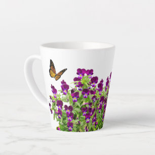 Purple Pansy Flower Latte Mug