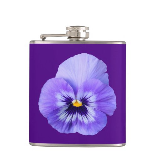 Purple Pansy Flower on Vinyl Wrapped Flask