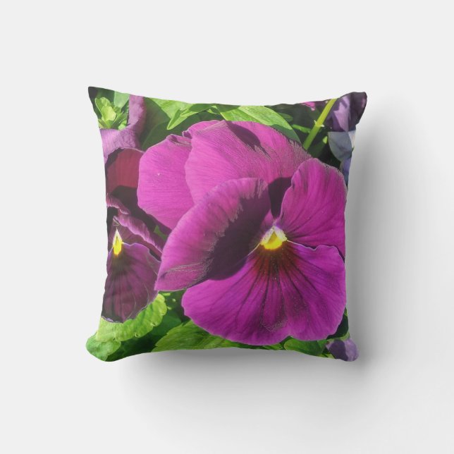 Purple Pansy Flower Photo  Outdoor Pillow (Front)