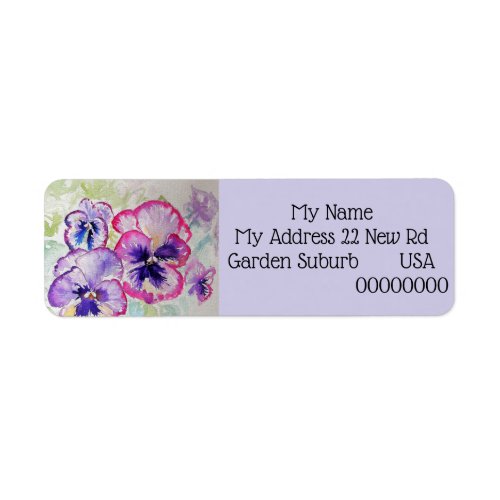 Purple Pansy Flower Return Address Labels