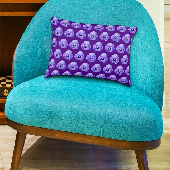 Purple Pansy Flower Seamless Pattern on Accent Pillow (Purple Pansy flower seamless pattern on accent pillow)