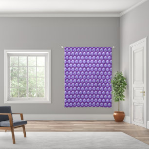 Purple Pansy Flower Seamless Pattern on Curtain