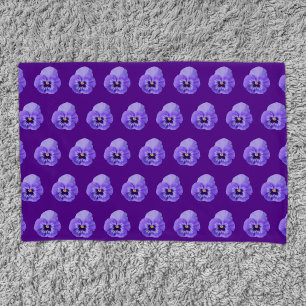 Purple Pansy Flower Seamless Pattern on Pillow Case