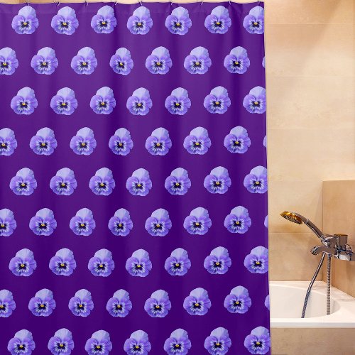 Purple Pansy Flower Seamless Pattern on Shower Curtain