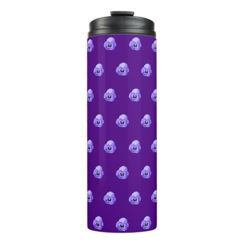 Purple Pansy Flower Seamless Pattern on Thermal Tumbler