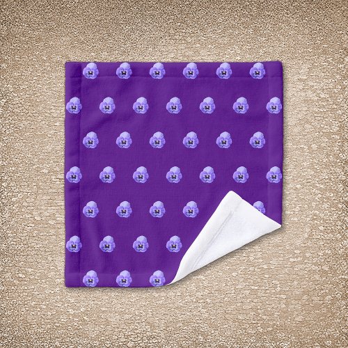 Purple Pansy Flower Seamless Pattern on Wash Cloth
