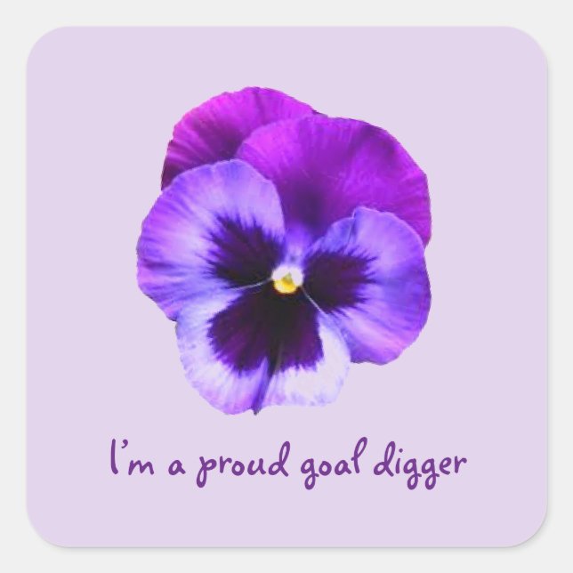 Purple Pansy Flower Sticker w/ Quotes (Front)