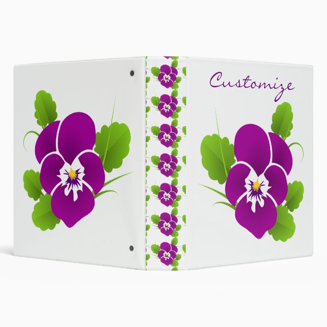 Purple Pansy Flower Thunder_Cove 3 Ring Binder (Background)
