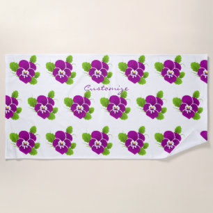 Purple Pansy Flower Thunder_Cove Beach Towel