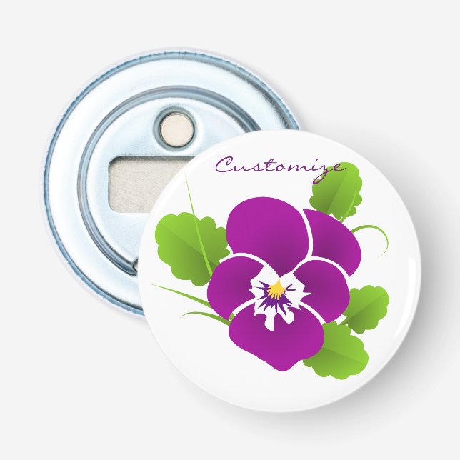 Purple Pansy Flower Thunder_Cove Bottle Opener (Front)