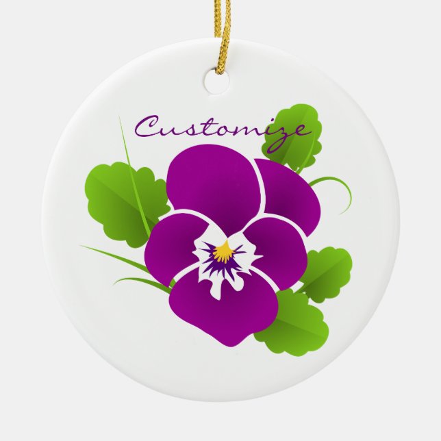 Purple Pansy Flower Thunder_Cove Ceramic Ornament (Front)