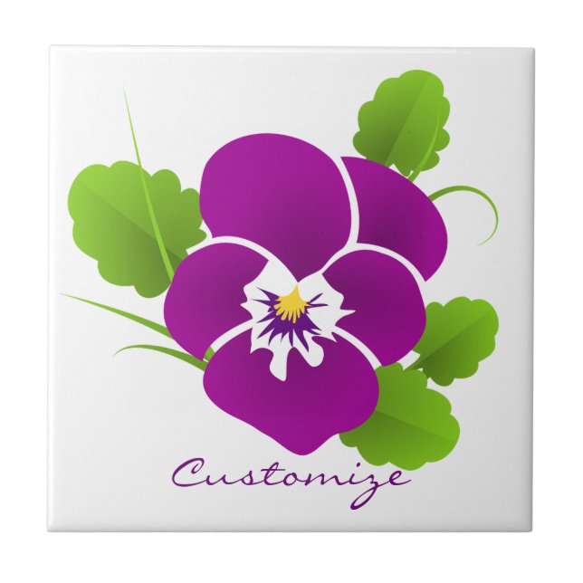 Purple Pansy Flower Thunder_Cove Ceramic Tile (Front)