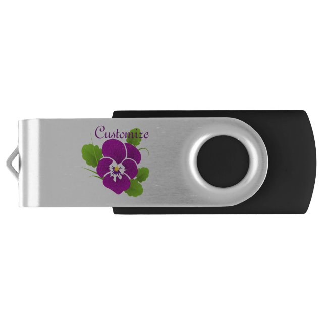 Purple Pansy Flower Thunder_Cove Flash Drive (Back)