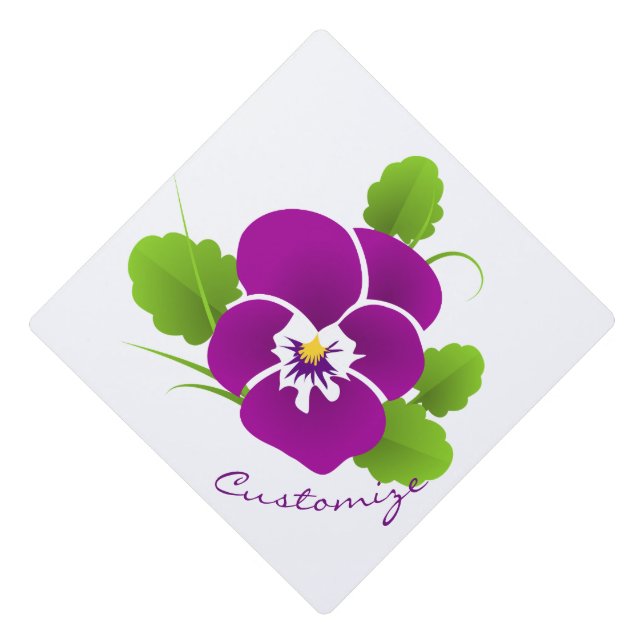 Purple Pansy Flower Thunder_Cove Graduation Cap Topper (Front)