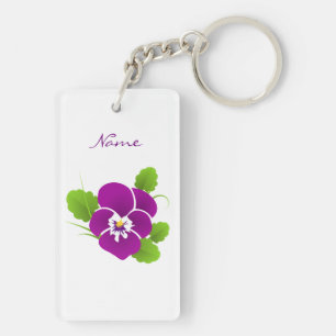 Purple Pansy Flower Thunder_Cove Keychain