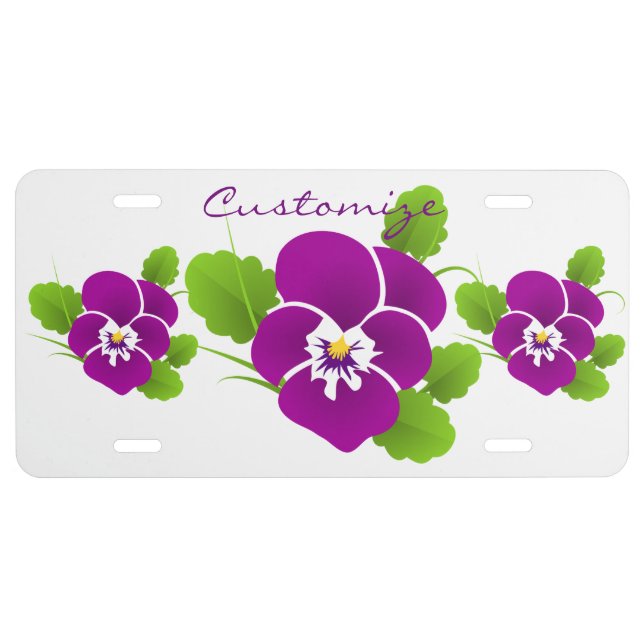 Purple Pansy Flower Thunder_Cove License Plate (Front)