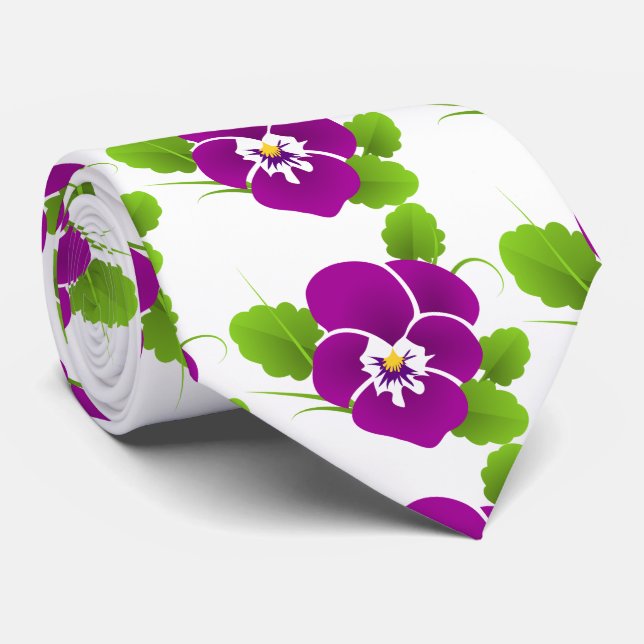Purple Pansy Flower Thunder_Cove Neck Tie (Rolled)