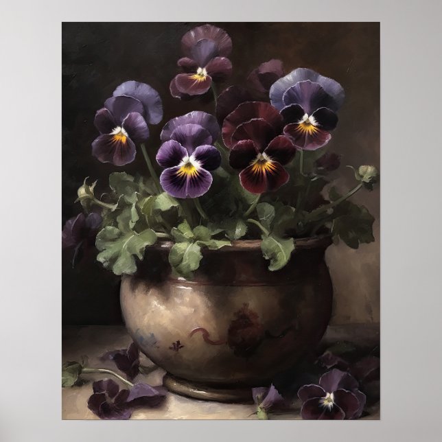 Purple Pansy Flowers Art Print Poster (Front)