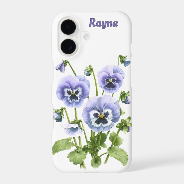 Purple Pansy Flowers Botanical Art Personalized iPhone Case (Back)