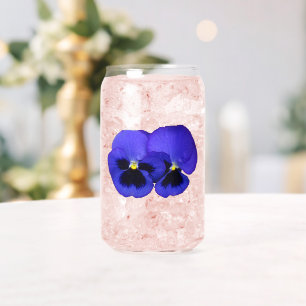 Purple Pansy Flowers Floral Can Glass