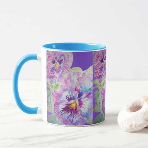 Purple Pansy Flowers Mom Daughter Mug