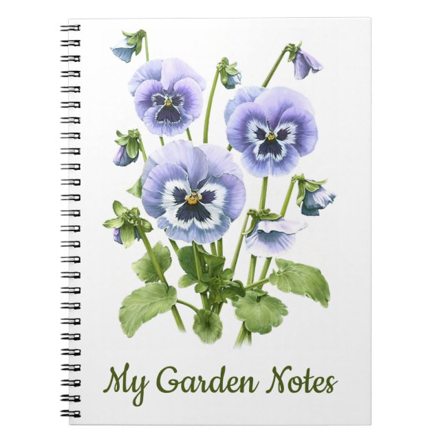 Purple Pansy Flowers Personalized Notebook (Front)