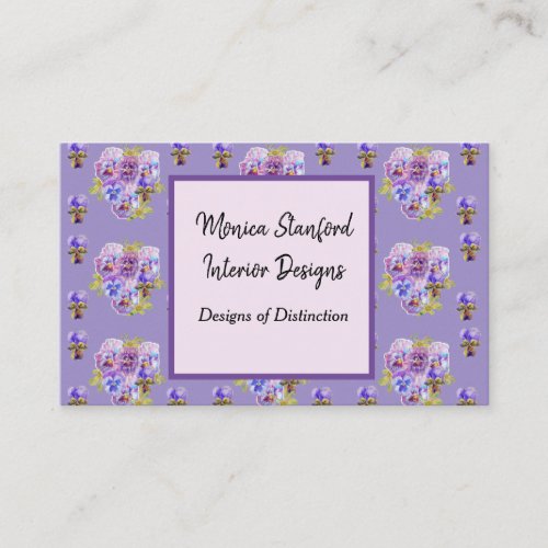 Purple Pansy Flowers Watercolour Business Card