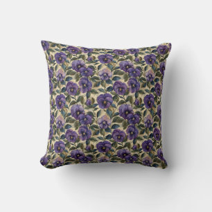 Purple Pansy Home Decor Throw Pillow