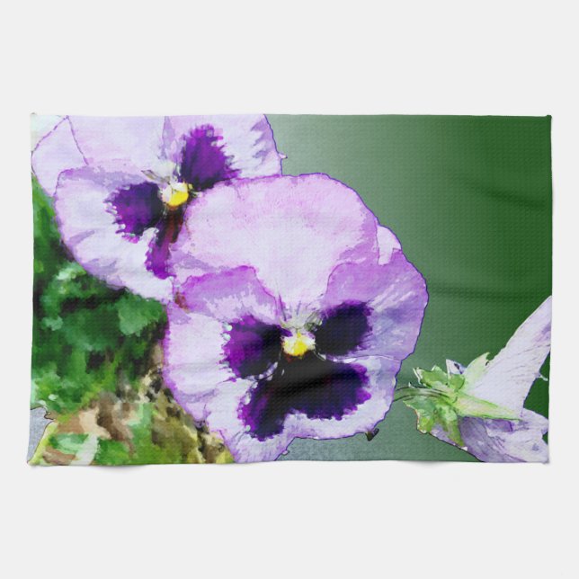 purple pansy kitchen towel1 towel (Horizontal)