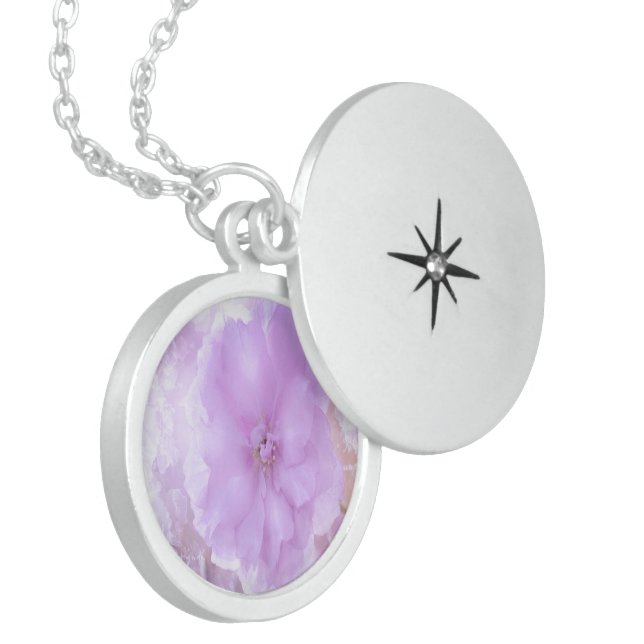 Purple Pansy Locket Necklace (Front Left)