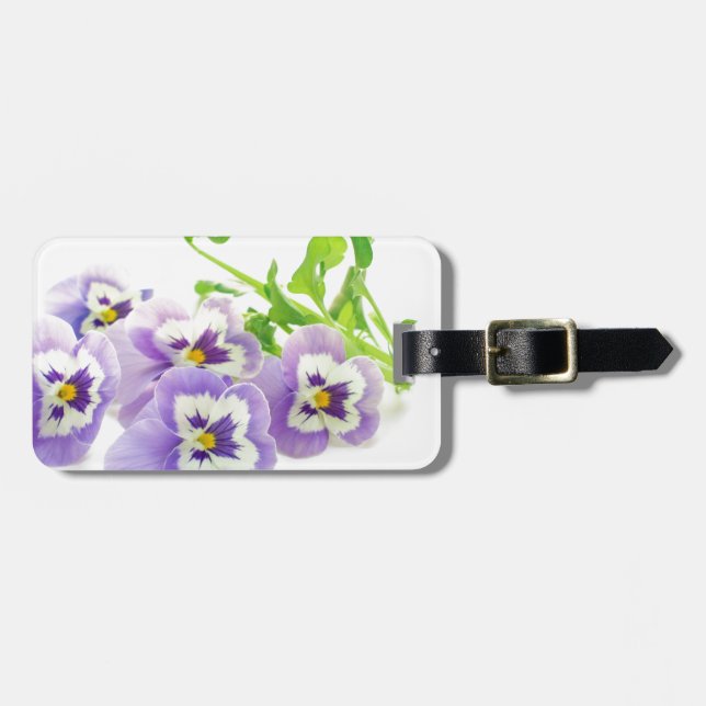 purple pansy luggage tag (Front Horizontal)