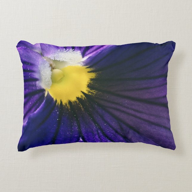 Purple pansy macro photograph elegant accent pillow (Front)