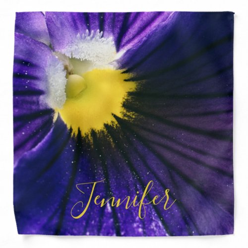 Purple pansy macro photograph elegant bandana